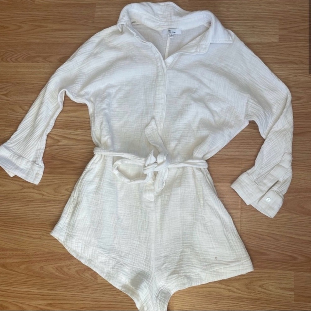 Edit by nine  NWOT White Long Sleeve Romper - Picture 2 of 4